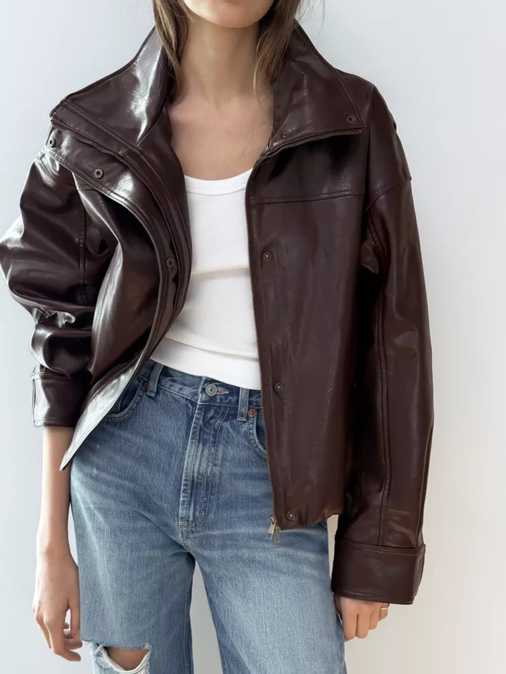Zara Red/Brown Leather Jacket